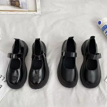 Туфли Мэри Джейн из натуральной кожи для женщин в корейском стиле, универсальные, в ретро-британском стиле, на толстой подошве, весна и лето 35