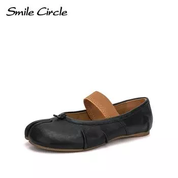 Туфли Мэри Джейн из натуральной кожи женские, слипоны, с круглым носком, кожаные туфли, модная удобная повседневная обувь 35 белый