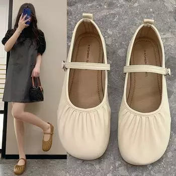 Туфли Мэри Джейн из сои с мягкой подошвой, женские, весенние и летние, туфли для бабушек, нескользящие, мягкие, одинарные туфли для женщин 35 жёлтый