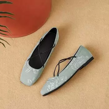 Туфли Мэри Джейн из жаккардовой ткани с квадратной головкой Pearl Word, женские весенние 35 лазурь