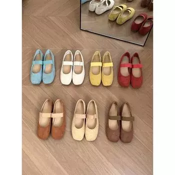 Туфли Мэри Джейн красного цвета на плоской подошве женские туфли весна-осень 2025 летние с юбками балетки вечерние туфли 35 синий