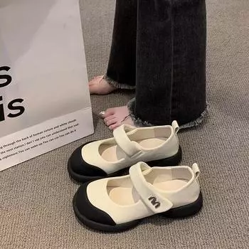 Туфли Мэри Джейн Модные и удобные женские летние сандалии Туфли на толстой подошве Женские туфли на липучках Мягкие однотонные туфли 35