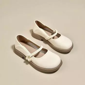 Туфли Мэри Джейн Модные и удобные женские туфли на плоской подошве Весенние маленькие белые мокасины Нежные туфли 35 абрикосовый