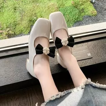 Туфли Мэри Джейн на квадратном каблуке, женские туфли на высоком каблуке с круглым носком, мягкая подошва, повседневные туфли на каблуках Zapatos De Mujer 35