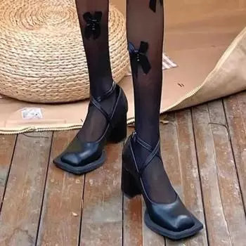 Туфли Мэри Джейн на массивном каблуке с квадратным носком, женские, ретро готические, абсолютно новые, весна-лето-осень, туфли-лодочки в стиле Лолита 35