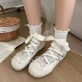 Туфли Мэри Джейн на плоской подошве для женщин, повседневные, весна-осень, одинарные туфли с закрытым носком, балетки с пряжками-перекрестиями, бежевые мокасины с ремешком на щиколотке 35 бежевый