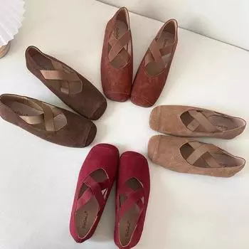 Туфли Мэри Джейн на плоской подошве из кожи, балетки 35 красный