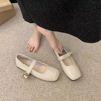 Туфли Мэри Джейн на плоской подошве, кожаные туфли на мягкой подошве, женские весенние универсальные туфли на плоской подошве, вечерние легкие туфли 35 серебряный