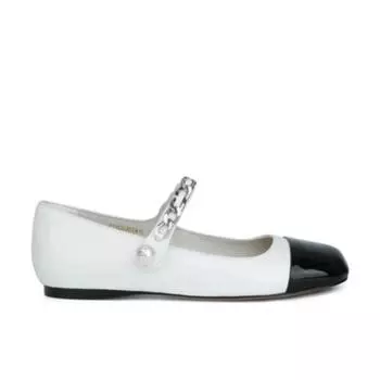 Туфли Мэри Джейн на плоской подошве с пряжкой из стразов и жемчуга, женские весенние и осенние туфли принцессы 35 белый
