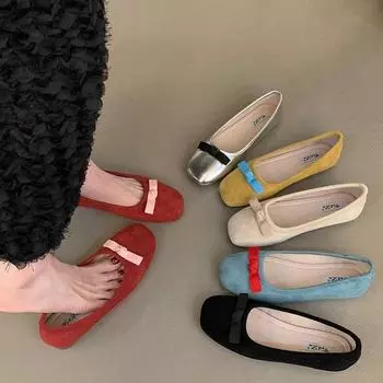 Туфли Мэри Джейн на плоской подошве с квадратным носком, женские мягкие балетки, туфли Butterfy-knot, женские мокасины, повседневная обувь, элегантная обувь в стиле ретро 35