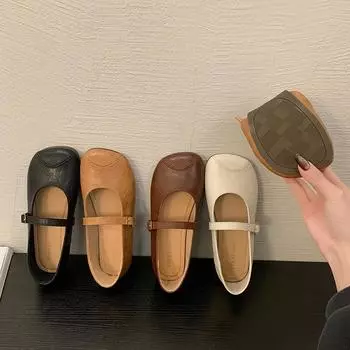 Туфли Мэри Джейн на плоской подошве, женская обувь, весна-лето 2025, новые туфли с коротким ремешком и юбкой, красные одинарные туфли 35 жёлтый