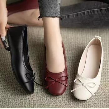 Туфли Мэри Джейн на плоской подошве женские летние 2024 года, новые туфли-шапочки с одной педалью для беременных женщин, легкие вечерние туфли из кожи 35 чёрный