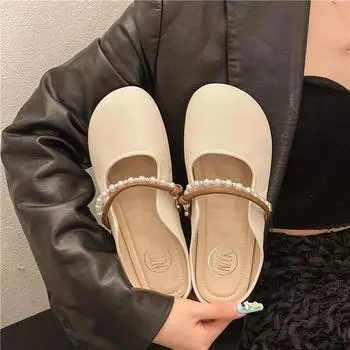 Туфли Мэри Джейн на плоском каблуке с круглой подошвой, новинка 2025 года, элегантный стиль феи с юбкой, модная обувь для бабушки 35