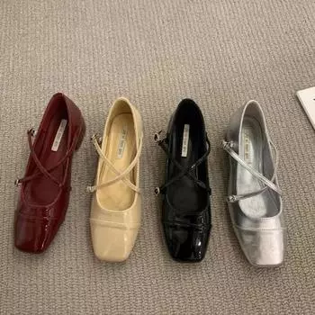 Туфли Мэри Джейн на среднем каблуке, новинка 2024 года, женская обувь, балетки в стиле ретро на толстом каблуке, обувь с перекрестной пряжкой, обувь на мелкой мягкой подошве 35 красный