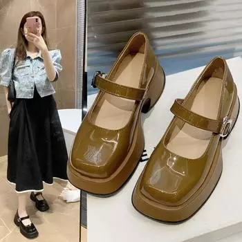 Туфли Мэри Джейн на толстой подошве, женские туфли из кожи в японском стиле с квадратной головкой и юбкой, ретро-туфли Мэри Джейн 35