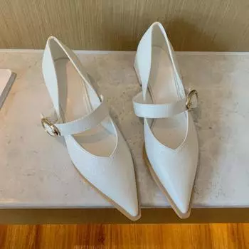 Туфли Мэри Джейн на высоком каблуке для женщин 2024 года, модные простые туфли на толстом каблуке, летние 35