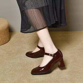 Туфли Мэри Джейн на высоком каблуке Одиночные туфли Женская обувь 34 чёрный