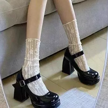 Туфли Мэри Джейн на высоком каблуке, толстый каблук, водонепроницаемая платформа, толстая подошва, увеличивающая рост, японский темперамент лакированной кожи Spice Girls, французские маленькие кожаные туфли 34