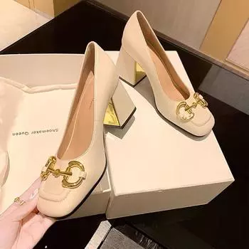 Туфли Мэри Джейн на высоком каблуке женские новинка 2025 года осень черные толстые каблуки свадебные туфли темперамент французские одинарные туфли женские вечерние туфли 34