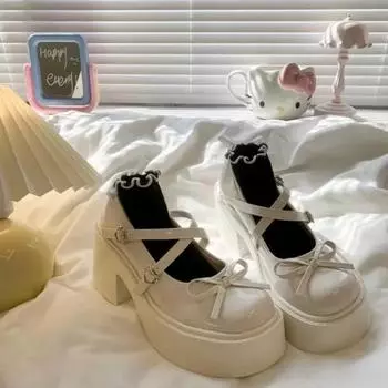 Туфли Мэри Джейн на высоком квадратном каблуке с круглым носком, женские туфли высокого качества, весна/осень, однотонные туфли на низком каблуке 35