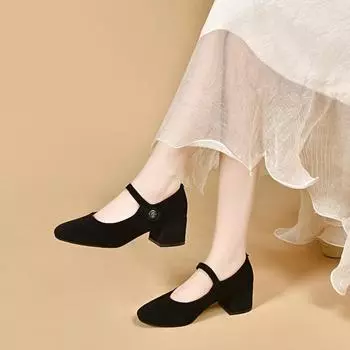 Туфли Мэри Джейн Одиночные Туфли Высокие Каблуки 34 чёрный