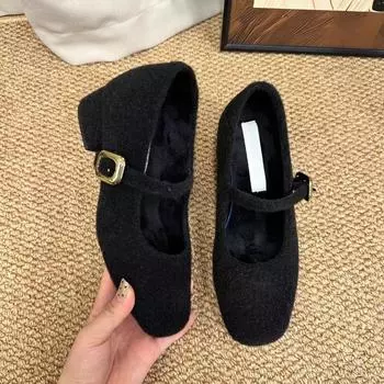 Туфли Мэри Джейн, пушистые туфли для женщин, новые осенне-зимние модели, небольшая внутренняя высота с юбками, толстые каблуки, туфли-лодочки. 34