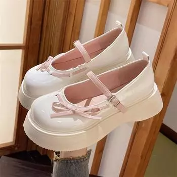 Туфли Мэри Джейн с бантом, женские, на толстом каблуке, с пряжкой, в стиле Лолиты, женские, в стиле преппи, из искусственной кожи, в стиле JK Uniform, одинарные туфли 4.5 чёрный