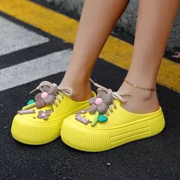 Туфли Мэри Джейн с дырками женские милашки наступают на дерьмо чувство верхняя одежда универсальные студенческие нескользящие дезодорирующие тапочки на толстой подошве 35-36