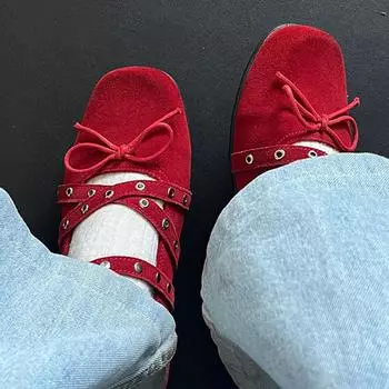 Туфли Мэри Джейн с красным бантом и перекрестными ремешками на низком каблуке с пряжками на ремне в стиле ретро, удобные повседневные туфли для ходьбы, туфли-лодочки 35