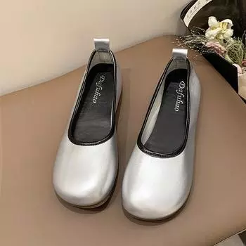 Туфли Мэри Джейн с круглым носком и мелким носком, новые весенние женские туфли на мягкой подошве и мягкой поверхности, однотонные женские туфли с однотонным носком 35 чёрный