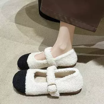 Туфли Мэри Джейн с круглым носком, весна/осень, разноцветные, с пряжкой на ремешке, женские, 2025 г., высококачественные, неглубокие, новинка, туфли на плоской подошве Sapatos Baixos 35 бежевый