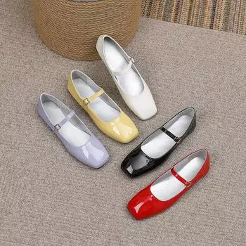 Туфли Мэри Джейн с квадратной головкой и плоским дном, в стиле ретро, с пряжкой на ремешке, женские однобортные туфли, универсальные 35 красный