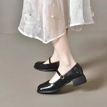 Туфли Мэри Джейн с квадратным носком женские весенне-летние новые на среднем каблуке с мелким вырезом маленькие одинарные туфли Мори женские туфли на высоком каблуке 34