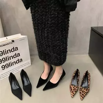 Туфли Мэри Джейн с леопардовым принтом для женщин, модные туфли на низком каблуке без застежек, весна-осень, женские туфли-лодочки для улицы 35