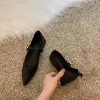Туфли Мэри Джейн с острым носком, женские, 2024, новые, на низком каблуке, босиком, элегантные женские балетки, туфли Zapatos De Mujer, женские, на высоком каблуке 35