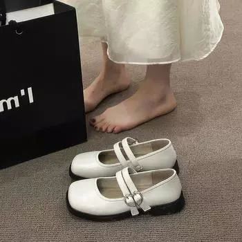 Туфли Мэри Джейн с плоским дном и квадратным носком, женские летние туфли с неглубоким носком, мягкие, модные и удобные 35 коричневый