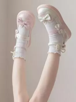 Туфли Мэри Джейн с японским бантом, женские летние милые маленькие кожаные туфли, женские милые туфли в стиле Лолиты с круглой головкой и толстой подошвой 34