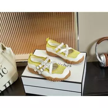 Туфли Мэри Джейн с жемчугом летние на платформе увеличивающие рост женские туфли повседневные универсальные дышащие одинарные туфли для работы модные 35 жёлтый