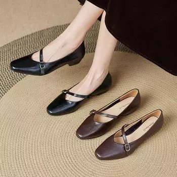 Туфли Мэри Джейн Винтажные Одиночные Туфли Лоферы 34 чёрный