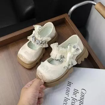 Туфли Мэри Джейн в стиле Лолиты для девочек, милые элегантные детские туфли принцессы, нескользящие повседневные детские кожаные туфли для свадебной вечеринки, новые 26 чёрный