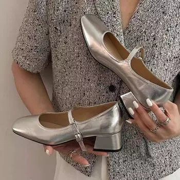 Туфли Мэри Джейн в стиле ретро от Design Sense на среднем и низком каблуке, однотонные весенние туфли из кожи, удобные туфли для бабушки 35