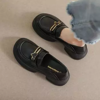 Туфли Мэри Джейн Женская мода Туфли Мэри Джейн с круглым носком на плоской подошве Лоферы Оксфорды Платформа Повседневная металлическая цепочка пряжка Женские каблуки 35