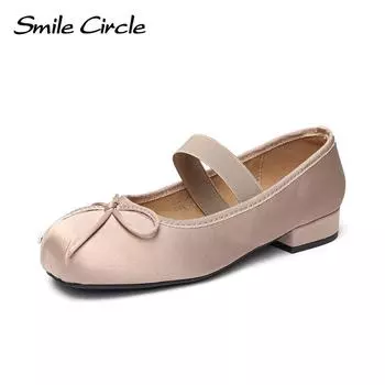Туфли Мэри Джейн, женские балетки, мягкие повседневные туфли с круглым носком и бантом на низком каблуке 35 розовый