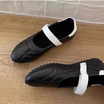 Туфли Мэри Джейн женские из высококачественной кожи 2024 года, новые балетки с пряжкой для женщин, круглые плоские туфли из воловьей кожи для женщин 35 белый