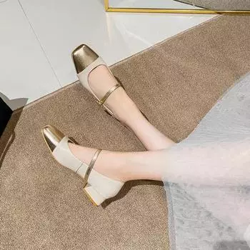 Туфли Мэри Джейн женские кожаные 2024 года, новый осенний стиль феи с юбкой, темпераментные нежные туфли, французские туфли на плоской подошве 35 абрикосовый