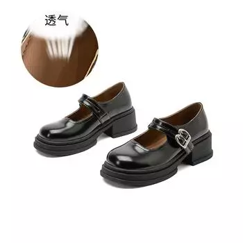 Туфли Мэри Джейн женские на овчине 2025 года, весна, новые, британский стиль, ретро, маленькие кожаные туфли, повседневные, универсальные, на платформе, женские туфли 35