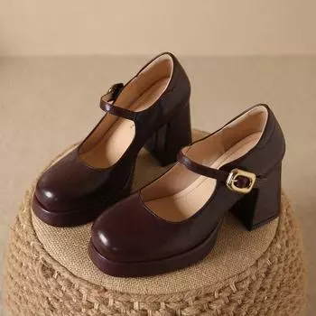 Туфли Мэри Джейн женские, новинка весна-осень, французские ретро туфли с пряжкой в одну линию, на толстой водонепроницаемой платформе, одинарные туфли 35