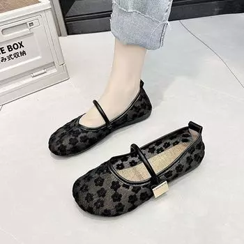 Туфли Мэри Джейн женские одинарные туфли летние новые с юбкой тонкие туфли рыбака Xiaoxiangfeng кружевные сетчатые шапочки женские 35