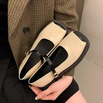 Туфли Мэри Джейн женские с пряжкой из одного слова и толстым каблуком, с неглубоким носком, женские туфли в стиле ретро, увеличивающие рост 35 коричневый