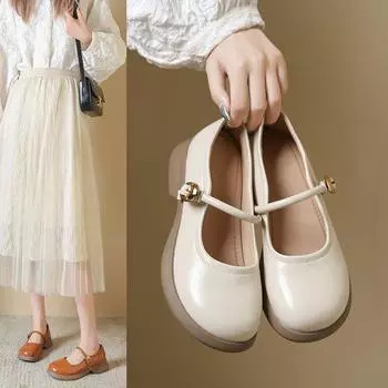 Туфли Мэри Джейн Женские туфли на плоской подошве Весенние маленькие белые мокасины Нежные туфли Модные и удобные 35 коричневый